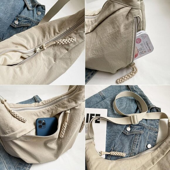 Nylon Crossbody Bag for Women Tote Pockets Adjustable Shoulder Travel Purse - Picture 7 of 9